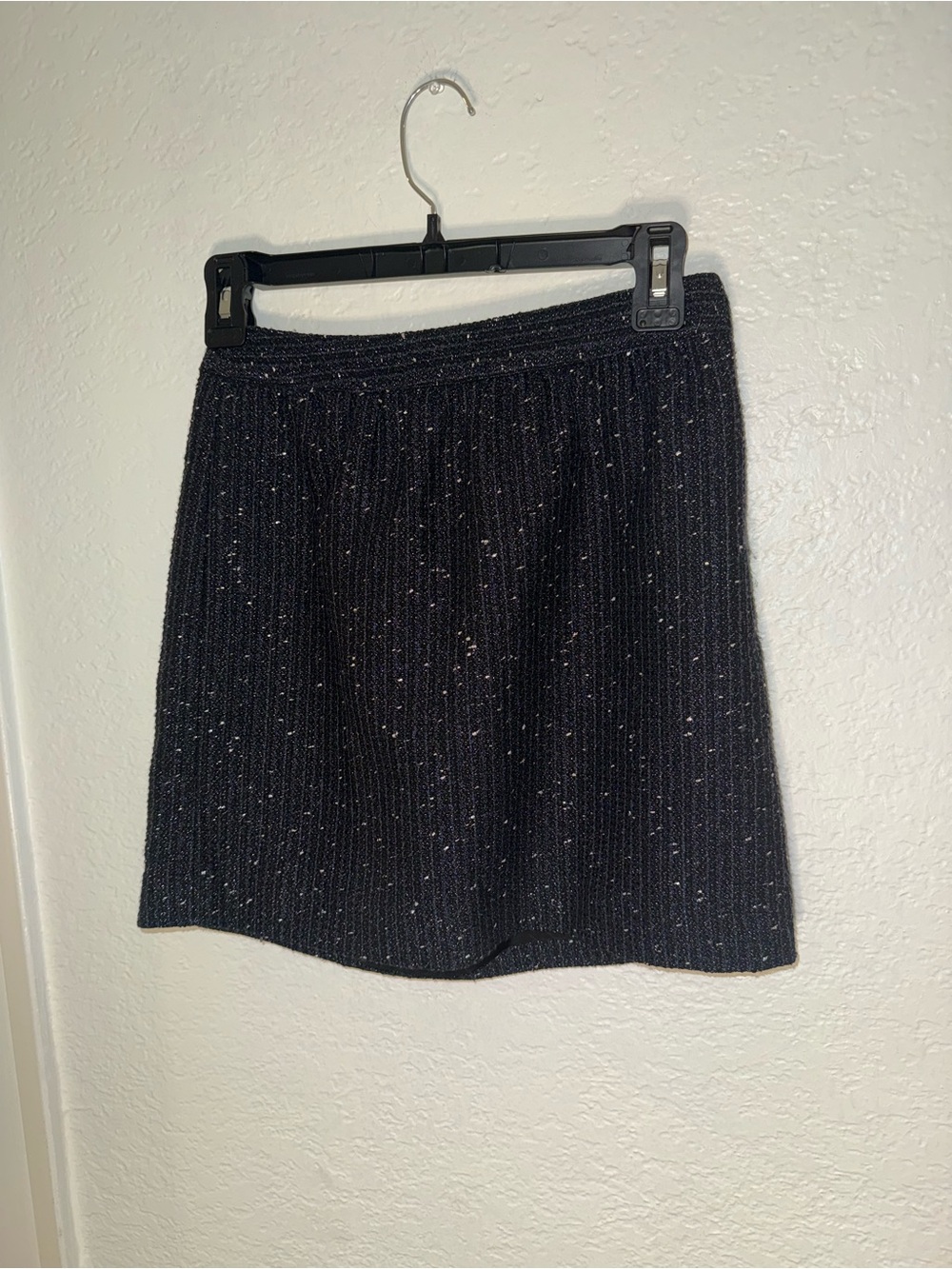 Ann Taylor Black Tweed Mini Skirt with Silver Flecks